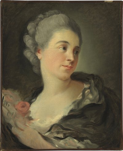 Retrato de Marie Therese Colombe - Pintura de Jean Honore Fragonard (1732-1806), óleo sobre tela, 49x40 cm - (Retrato de Marie-Therese Colombe, Óleo sobre tela de Jean-Honore Fragonard) - Coleção Particular de Jean Honore Fragonard