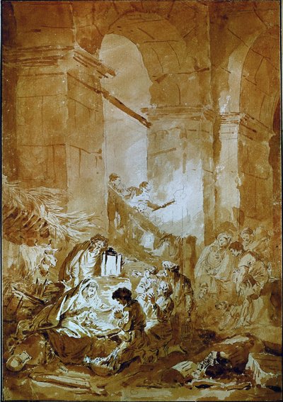 A adoração dos pastores de Jean-Honore Fragonard