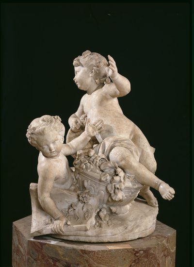 Duas crianças brigando por um buquê de Jean Joseph and Gillet Nicolas Vinache