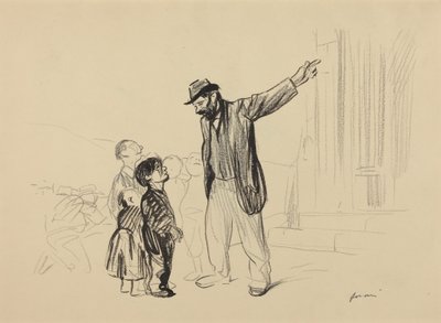 a) A igreja dos seus pais (recto); b) Homem com cigarro (verso) de Jean-Louis Forain