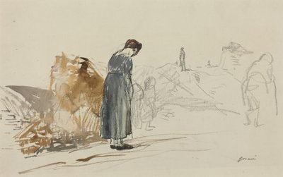 a) Os alemães partiram (recto); b) Esboço de um homem (verso) de Jean-Louis Forain