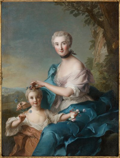 Retrato de Madame Crozat de Thiers e da sua filha de Jean-Marc Nattier