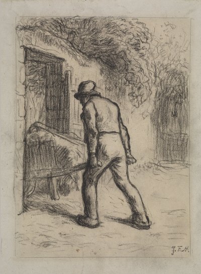 Estudo para o homem com um carrinho de mão de Jean Francois Millet