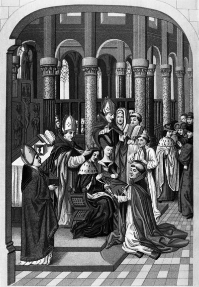 Coroação do Rei Carlos V em 19 de maio de Jean (after) Froissart