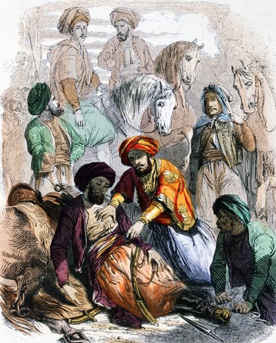 Ibrahim Pasha (1789-1848) abençoa um soldado moribundo durante a campanha contra os wahhabitas de Jean Adolphe Beauce