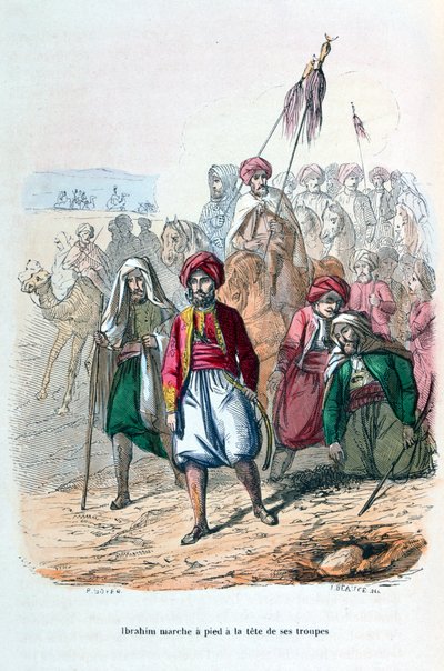 Ibrahim Pasha marchando na frente de suas tropas, 1811-1818 1847 de Jean Adolphe Beauce