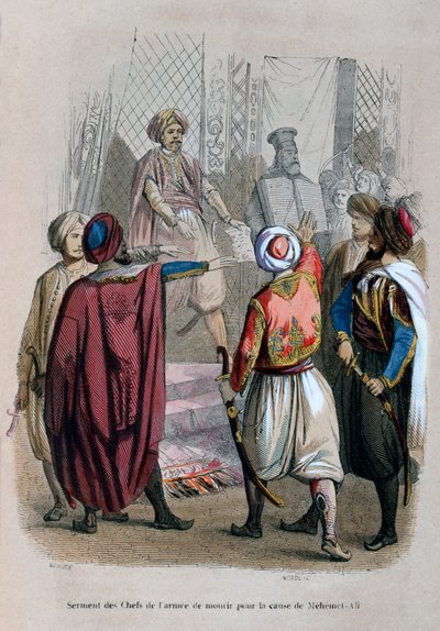 Juramento dos Comandantes do Exército Morrer pela Causa de Mehmet Ali, Egito, 1805 1847 de Jean Adolphe Beauce