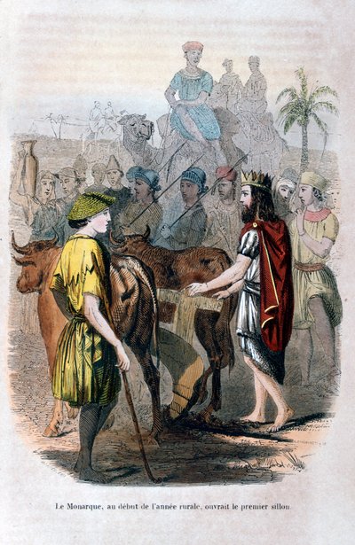 O monarca, no início do ano rural, abriu o primeiro sulco, 1847 de Jean Adolphe Beauce