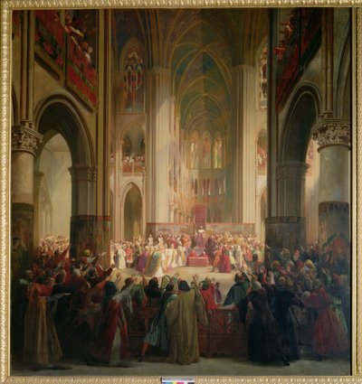 Encontro dos Estados Gerais de Paris em Notre-Dame após a morte de Carlos IV (1295-1328) de Jean Alaux
