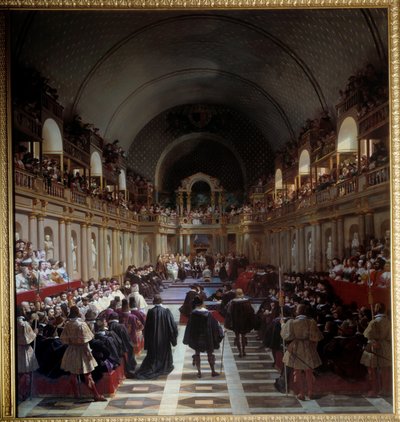Os Estados Gerais de Paris 27 de Outubro de 1614 A assembleia realizou-se no Louvre, tendo sido presidida pelo rei Luís XIII com a sua mãe Marie de Medicis. Pintura de Jean Alaux (1786-1864), dit le Romain de Jean Alaux