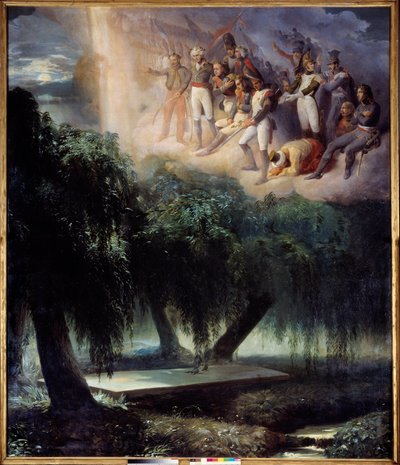 A tumba de Santa Helena: alegoria ao enterro de Napoleão. Pintura de Jean Alaux chamada Romana (1786-1864) de Jean Alaux