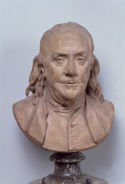Busto de Benjamin Franklin (1706-90) 1778 (terracota) (ver também 102249) de Jean Antoine Houdon