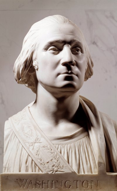 Busto de mármore de George Washington (1732-1789) Escultura de Jean Antoine Houdon (1741-1828) 1786 Paris, Musee du Louvre de Jean Antoine Houdon
