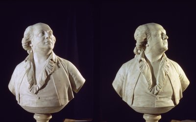 Busto de retrato de Giuseppe Balsamo (1743-95), chamado o conde de Cagliostro (mármore) de Jean Antoine Houdon