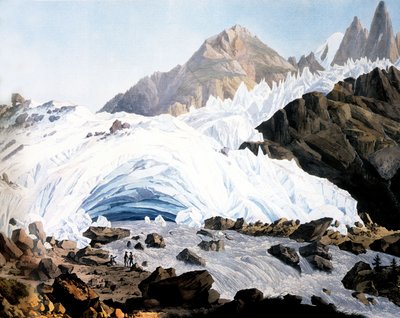 Chamonix: nascente do Arveyron, c. 1800 (gravura) de Jean Antoine Linck