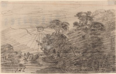 Pôr do sol acima de um lago de montanha de Jean Antoine Linck