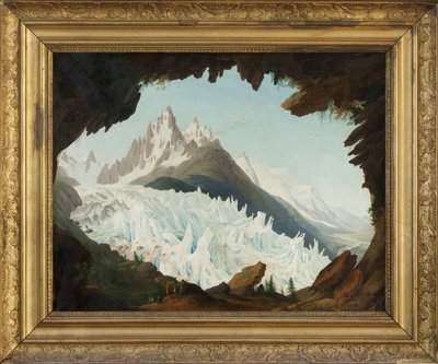 Vista dos Alpes tirada do cofre chamado de Chapeau of the Woods Glacier (óleo sobre tela) de Jean Antoine Linck