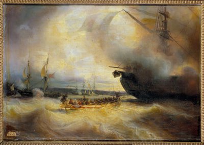 O Rei Luís Filipe I e a família real no porto de Cherbourg em 3 de Setembro de Jean Antoine Theodore Gudin