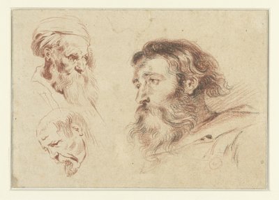 Três cabeças de homens de Jean Antoine Watteau (rejected attribution)