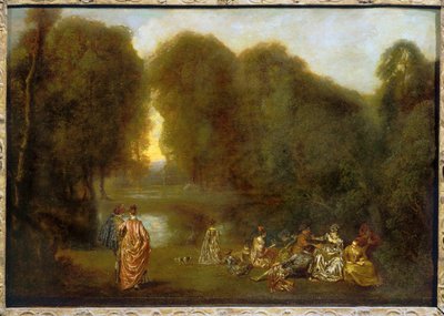 Versammlung in einem Park von Jean-Antoine Watteau