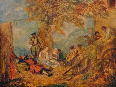Cena do acampamento, século XVII, 1909 de Jean Antoine Watteau