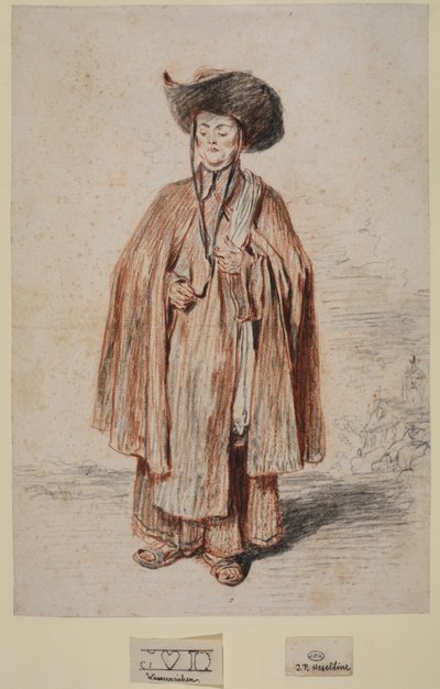 Frade carmelita, em pé, cerca de 1715 de Jean Antoine Watteau