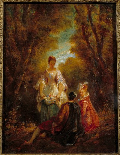 Personagens em um parque Pintura de Jean Antoine Watteau (1684-1721) Século XVIII de Jean Antoine Watteau