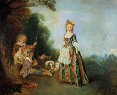 Pintura de Dança de Jean Antoine Watteau (1684-1721) 1716-1718 Sol. 0,97 x 1,1 m Berlim. Museu Staatliche de Jean Antoine Watteau