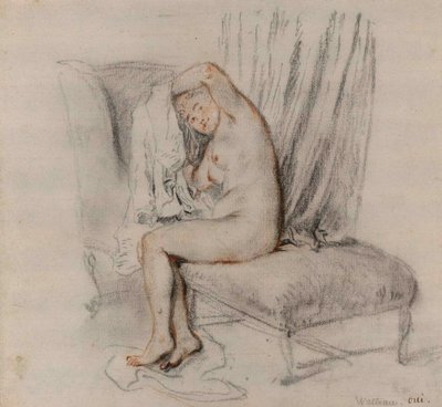 Mulher nua removendo sua camisa, ca 1717. de Jean Antoine Watteau