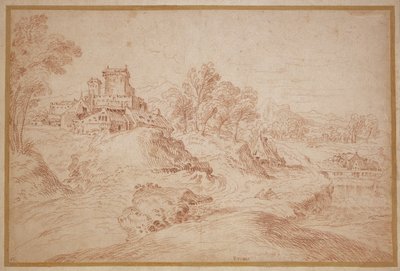 Paisagem com um castelo, 1716-18 de Jean Antoine Watteau