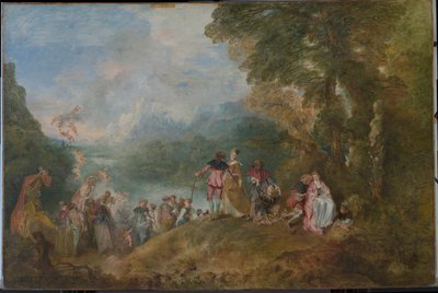 Peregrinação ao embarque de Cythera para Cythera, 1717 de Jean Antoine Watteau