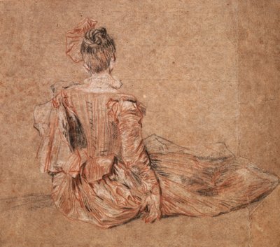 Estudo de uma mulher vista de costas por Jean-Antoine Watteau, 1716-1718. de Jean Antoine Watteau