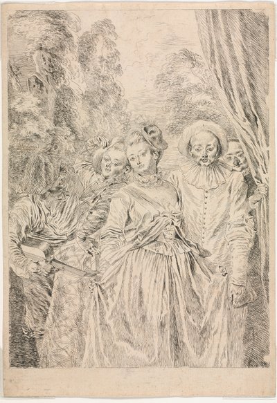As roupas são italianas de Jean-Antoine Watteau