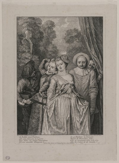 As roupas são italianas de Jean Antoine Watteau
