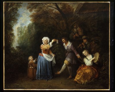 A Dança do País (óleo sobre tela) de Jean Antoine Watteau