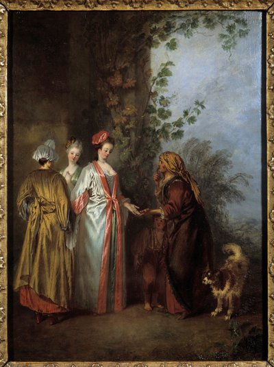 A cartomante. Pintura de Jean Antoine Watteau (1684-1721) de Jean Antoine Watteau
