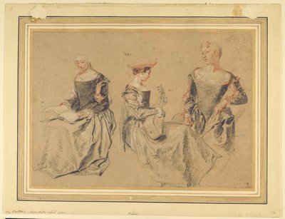 Drei Studien von sitzenden Frauen von Jean-Antoine Watteau