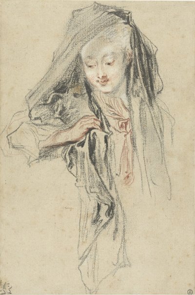 Frau mit Schleier von Jean-Antoine Watteau