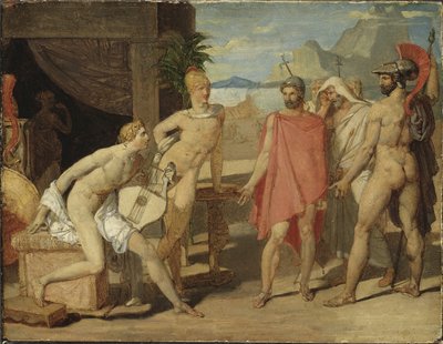Aquiles recebendo em sua tenda os enviados de Agamenon, 1801 de Jean Auguste Dominique Ingres