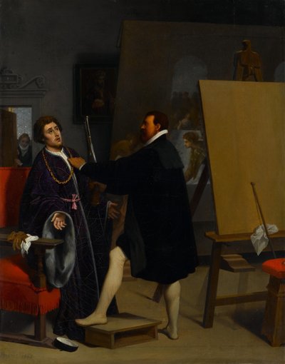Aretino no estúdio de Tintoretto, 1848. de Jean Auguste Dominique Ingres