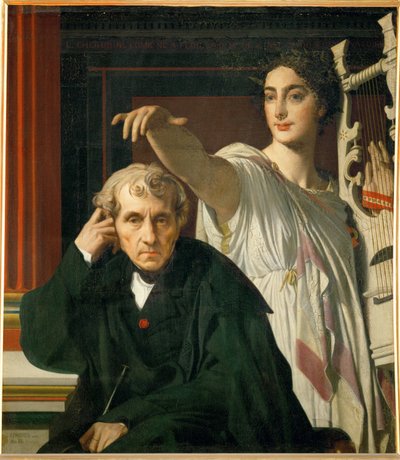 O compositor Luigi Cherubini e a musa ... de Jean Auguste Dominique Ingres