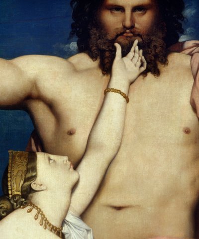 Detalhe da Pintura "Júpiter e Thetis" de Jean Auguste Dominique Ingres (1780-1867) 1811 Sun. 3,2x2,6 m Aix en Provence, Musee Granet de Jean Auguste Dominique Ingres