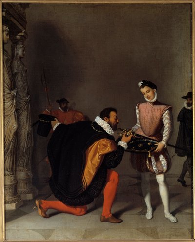 Dom Pedro de Toledo, Embaixador de Filipe II beijando a lança de Henri IV (1553-1610) na Pintura do Louvre por Jean-Auguste-Dominique Ingres (1780-1867) Sol do século XIX. 0,45x0,36 m Pau, musee du chateau de Jean Auguste Dominique Ingres