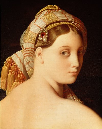 Grande Odalisca. Pormenor do rosto de Jean Auguste Dominique Ingres