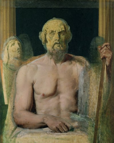 Homer, estudo para a Apoteose de Homero, 1826-27 de Jean Auguste Dominique Ingres