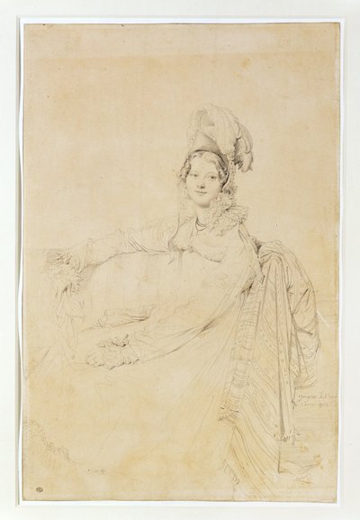 Mme. Destouches, nascida Armande Edmee Charton, na altura do retrato recém-casada com o arquiteto Destouches ... de Jean Auguste Dominique Ingres