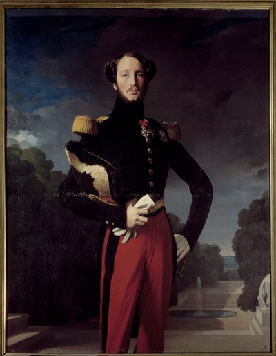 Retrato de Ferdinand Philippe, Duque de Orleans (1810-1842) em frente ao parque de Saint Cloud Painting de Jean Auguste Dominique Ingres (1780-1867) 1843 Sol. 1,56x1,2 m - Retrato de Fernão de Filipe, Duque de Orleans (1810-1842) em frente ao Parque de de Jean Auguste Dominique Ingres
