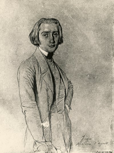 Retrato de Franz Liszt (desenho) de Jean Auguste Dominique Ingres