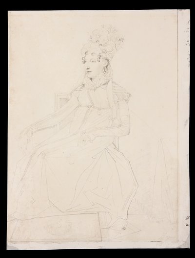 Retrato da Rainha Caroline Murat (lápis sobre papel) de Jean Auguste Dominique Ingres