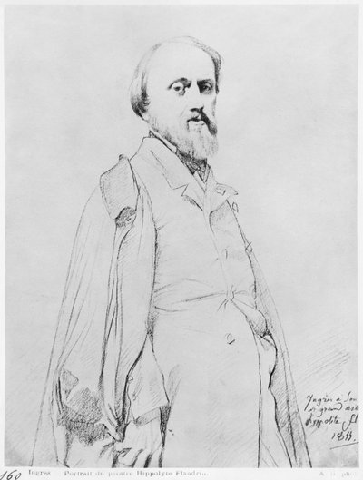 Retrato do pintor Hippolyte Flandrin, 1844 (grafite sobre papel) de Jean Auguste Dominique Ingres